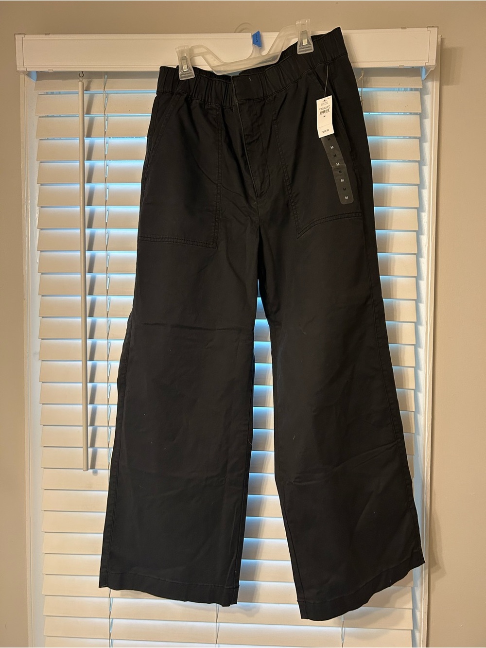 Athleta Black Wide-Leg Chinos with Elastic Waist